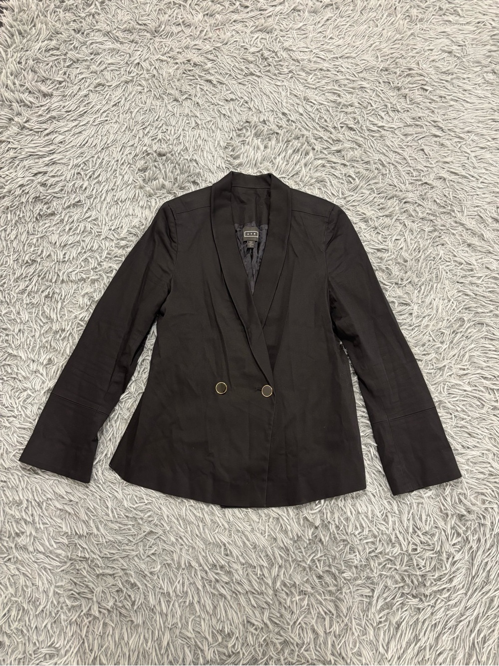 AYR All Year Round Womens Black Double Breasted Blazer Jacket Size 4 Office Work